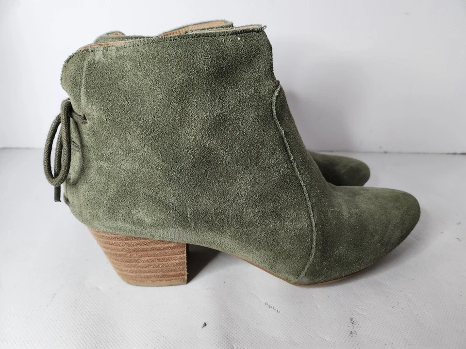 Tahari Mujer Charles Botines 6M Verde Gamuza Cuero Con Cordones Tacón Trasero Foto 4 de 4