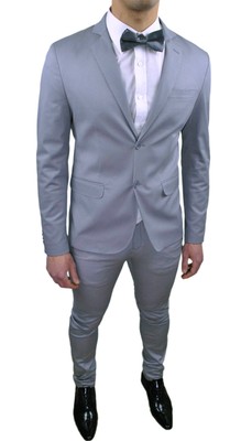 ELEGANTE ABITO UOMO SLIM FIT GRIGIO CHIARO SARTORIALE COMPLETO 100% MADE  ITALY | eBay