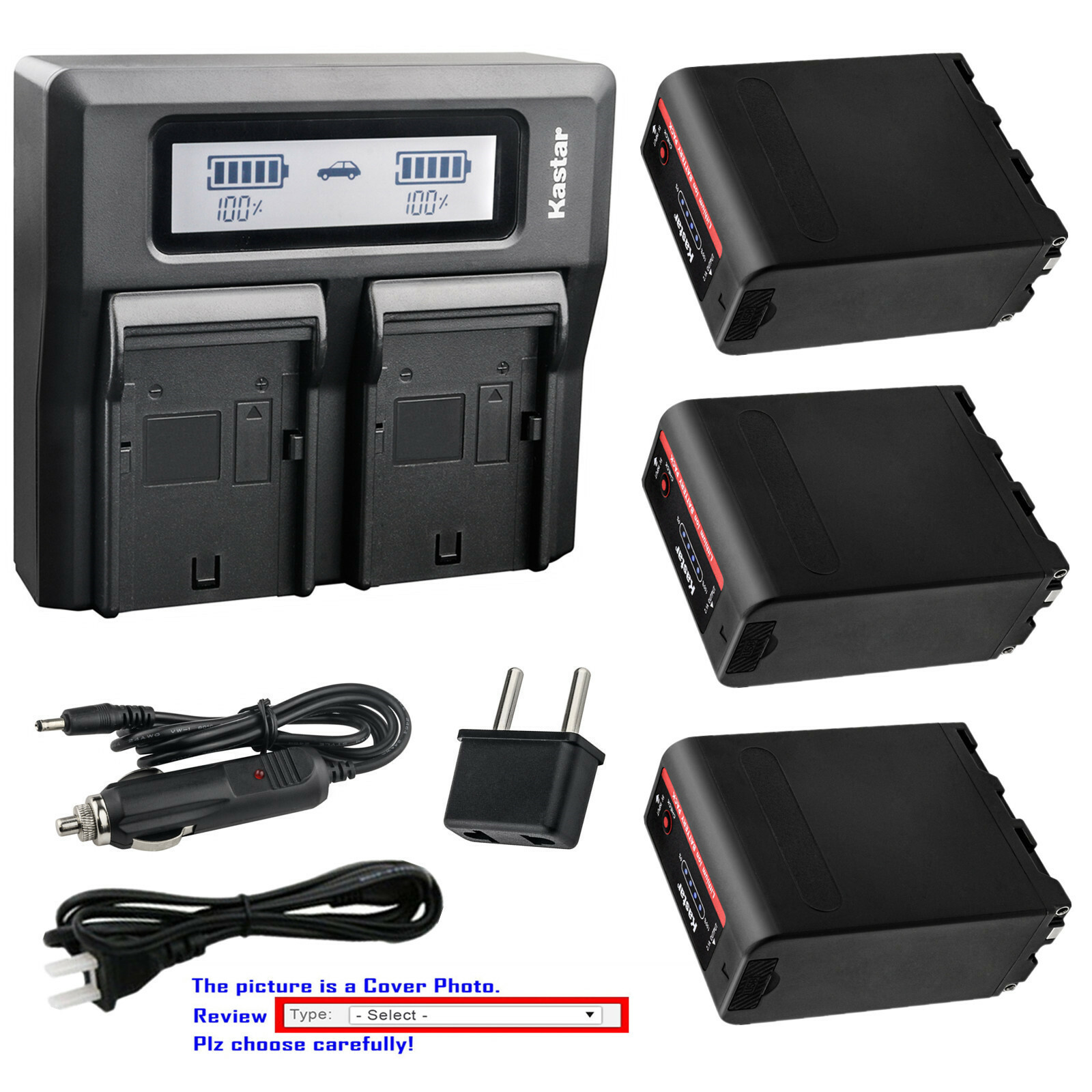 Kastar Battery LCD Dual Fast Charger for Sony NPF950 NP-F960 NP-F970 NP-F990 PRO