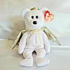 Rare 2000 TY Beanie Babies HALO II 2 Angel Bear 4269 with Brown Nose Errors NWT