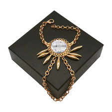 Women Gold Metal Hand Chain Silver Big Sun Flower Charm Bracelet Connected Ring