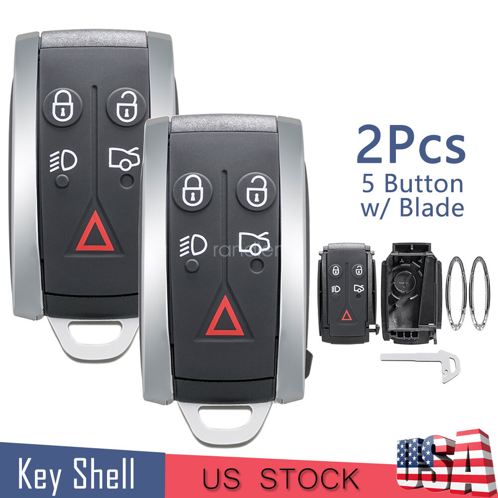 2X For 2009 2010 2011 2012 Jaguar XF XK XKR Remote Key Fob Shell Case 5 Buttons