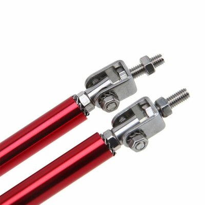 Pair Of Red Aluminum Bumper Lip Support Bars - Universal Fit For Car & Truck Front Splitters