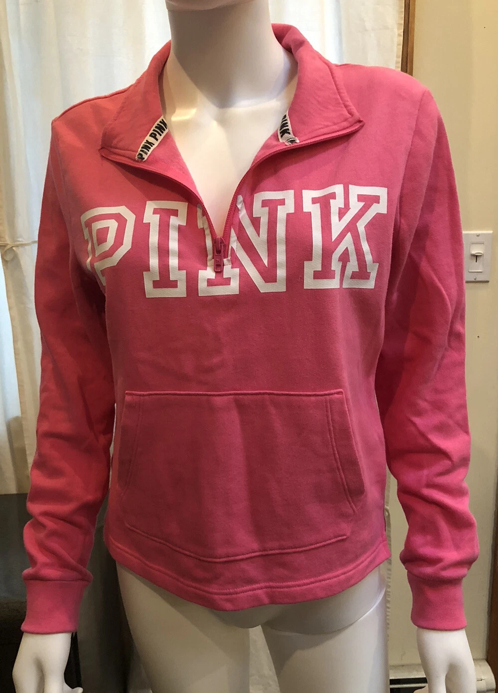 victoria-secret-vs lightweight 1/4 zip white sweatshirt
