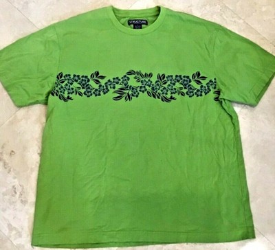 STRUCTURE MENS UNISEX TEE SHIRT GREEN FLOWERS SIZE LARGE 100% COTTON NEW