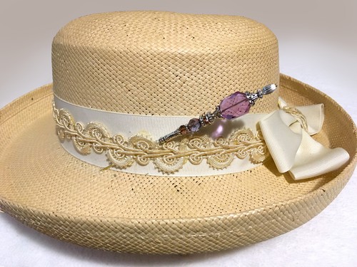 PIN SOMBRERO Delgado con CRISTALES LAVANDA Púrpura en Ajuste Acabado Plateado - Prendedor Sombrero 8" - Imagen 8 de 13