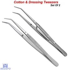 Surgical Cotton & Dressing Forceps Dental Self Locking Thumb Dressing Tweezers