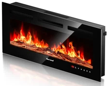 VISVEIL Electric Fireplace 40Inch & Remote, Realistic Flame Electric 750-1500W