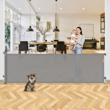 90" Extra Wide Retractable Baby Pet Gate Indoor Outdoor Safety Barrier Gray