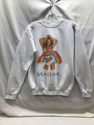 Vtg Mariah Carey White Rainbow Long Sleeve Pullover Sweatshirt Adult XS 