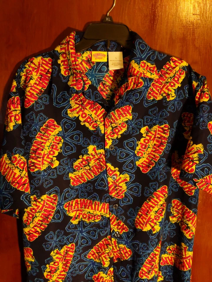 Hawaiian Tropic Short Sleeve Button Up Shirt All Over Print Men's Size Large - Image 2 of 4