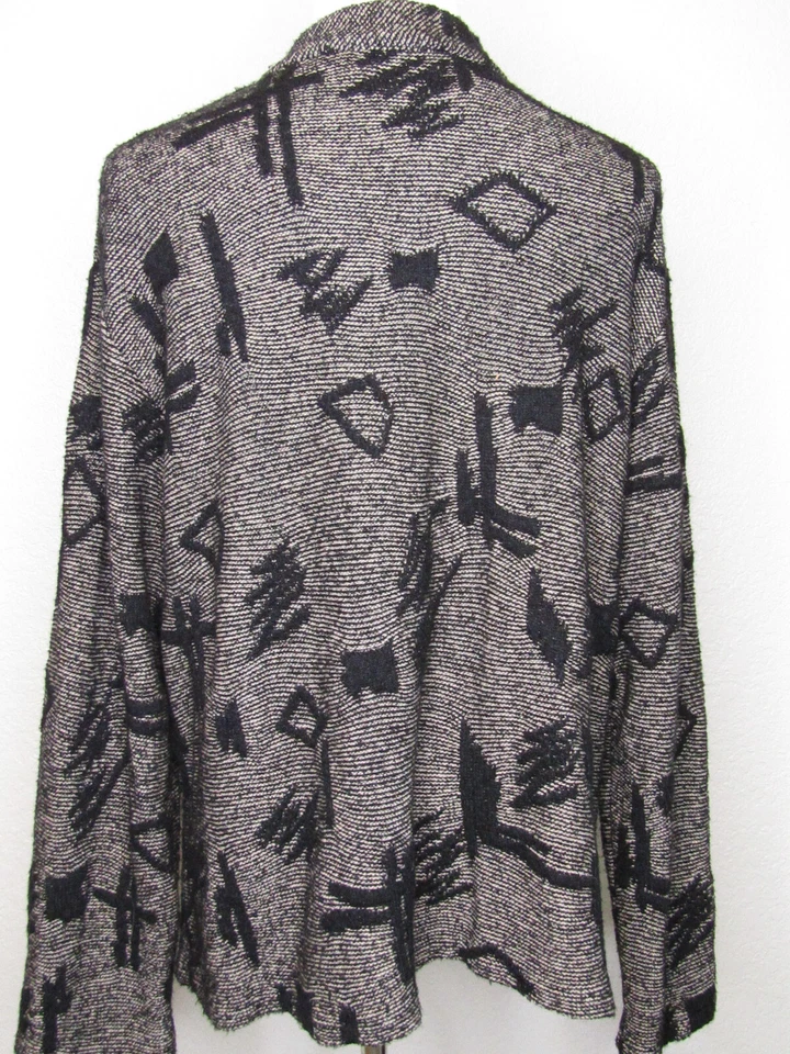 Chaqueta Transparente Alemania Gris Negro Lagenlook Tejida Botón Delantero Talla M/L Foto 3 de 4