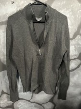 Eddie Bauer Mens 1/4 Zip Sweater Size XL Gray Sweatshirt