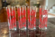 Vintage 1970s Peking Restaurant Red Dragon Glasses Set Of 4 Or 8 Tall/Slim