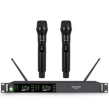 Wireless Microphone System, Two Channel Wireless Mic, w/ 2x100 UHF Frequencie...