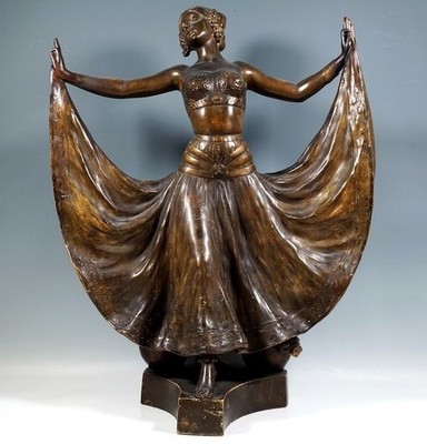 Large GOLDSCHEIDER Vienna Nouveau Sculpture Ruth Sign: Rose Height: 27 5/8in