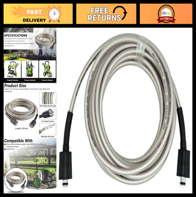 #ad 25ft High Pressure Washer Hose 1 4quot; Quick Connect Compatible with Most Models $32.39