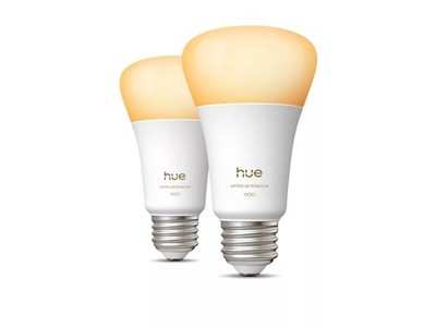 Phillips Hue Smart light bulbs 75w dimmable A19 2 pack e26 white ambience