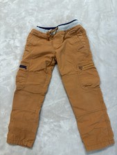 Mini Boden Boys Cargo Pants Fleece Lined Sz 5Y Caramel Drawstring Pull On