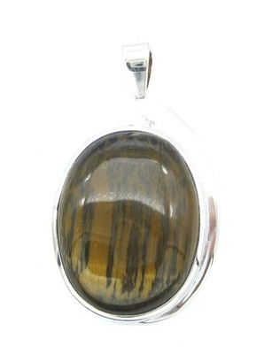 Anhänger Tigerauge Freeform Oval, 14x28 mm 925er Silber