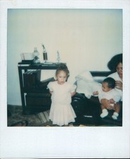 Old Vintage Photo COLOR POLAROID TRIO WOMAN BOY GIRL BLACK AFRICAN AMERICAN