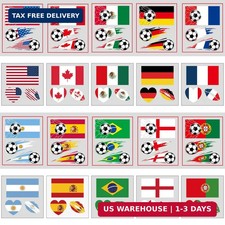 60PCS 20 Sheets World Cup Temporary Tattoo Sticker for Soccer Fans, 10 Country F