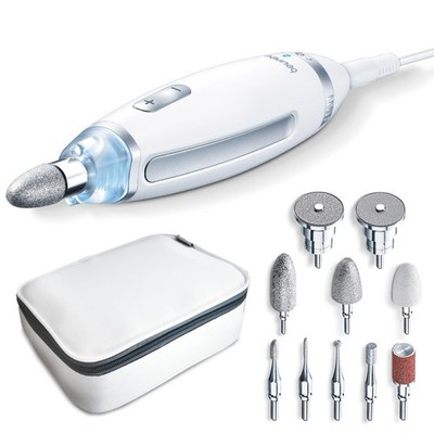 Beurer MP 62 Maniküre Pediküre Set Nagelfräser LED Licht 10 Aufsätze Weiß