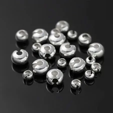 10Pcs 925 Sterling Silver Crimp End Bead Covers for Jewelry Making