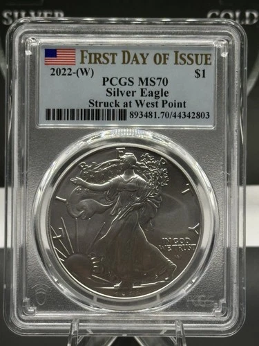 2022-(W) $1 Silver Eagle PCGS MS70 First Day of Issue Struck at West Point