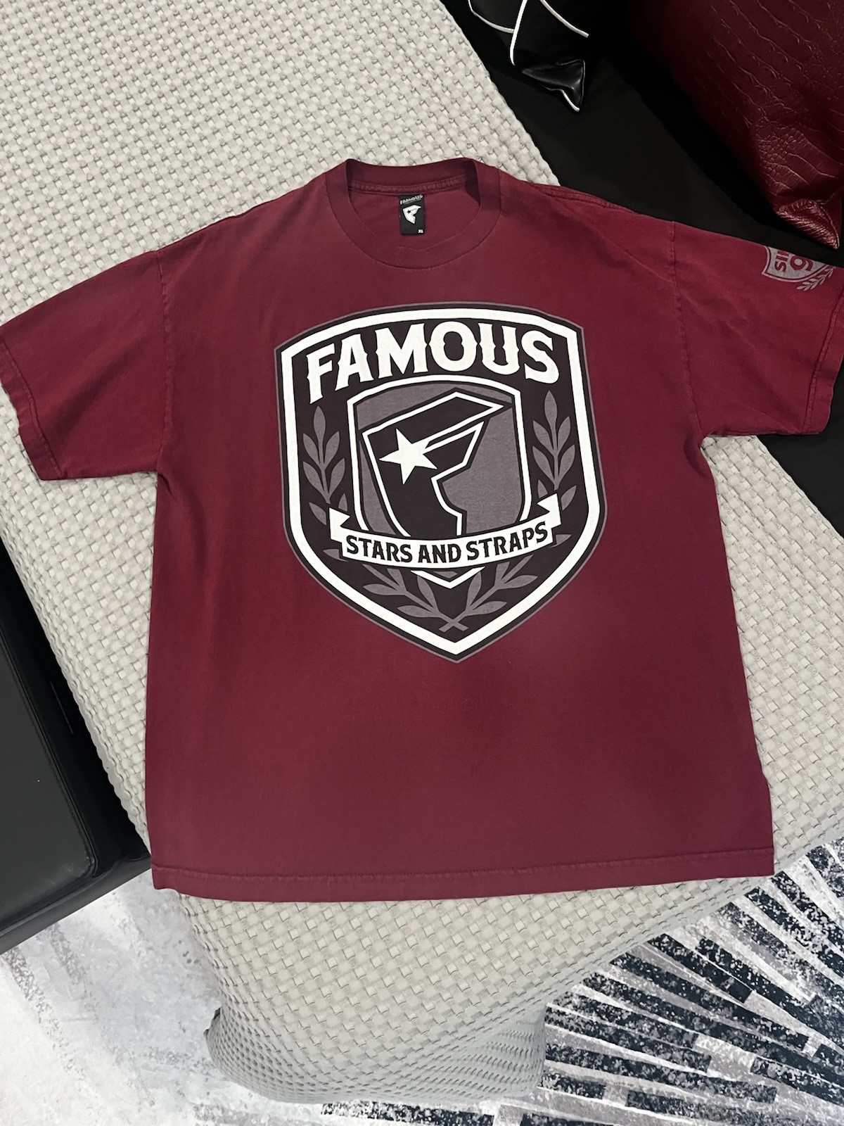 Famous Stars and Straps Burgundy Graphic Logo Men's Short Sleeve T-Shirt XL