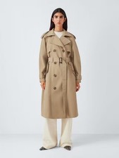 John Lewis Women's Water Repellent Belted Classic Trench Coat - Camel UK 10