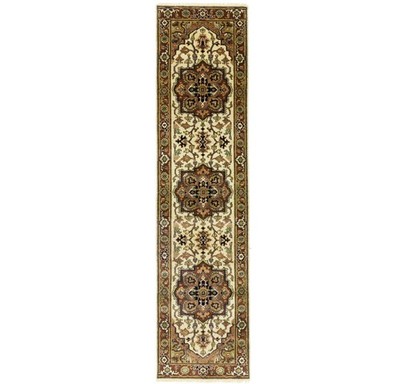 3x10 ft Handmade Heriz Serapi Runner Rug Geometric Oriental Carpet Hallway Decor