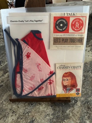 1962 MINT ! MATTEL CHARMIN CHATTY DOLL outfit "Let's play Together " w/record  !