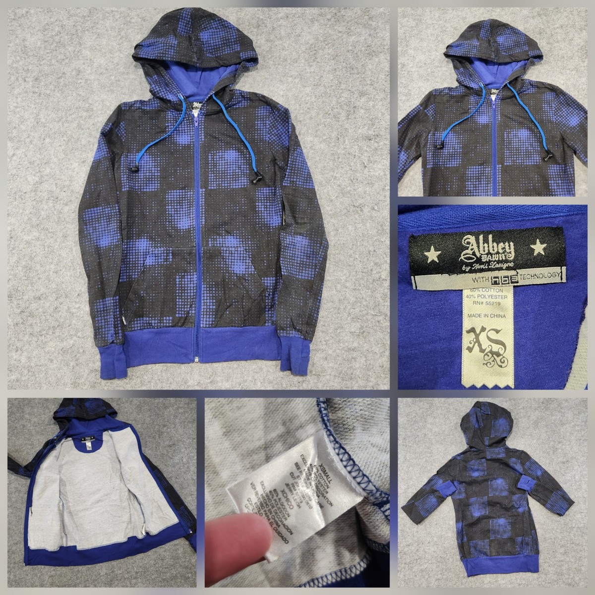 Abbey Dawn Avril Lavigne Womens XS HB3 Full Zip Plaid Blue Black