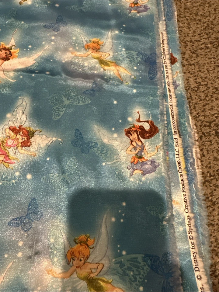 Disney " Fairies On Butterflies" Springs 100% Cotton fabric Blue 3 Yards - Image 4 of 4