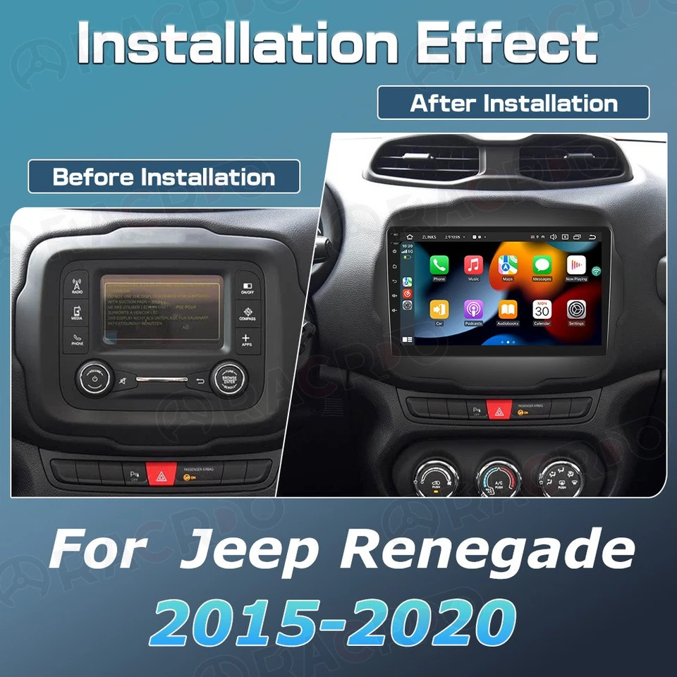 Radio de coche estéreo GPS WIFI navegación CarPlay para Jeep Renegade 2015-2020 Android 15.0 Foto 2 de 4