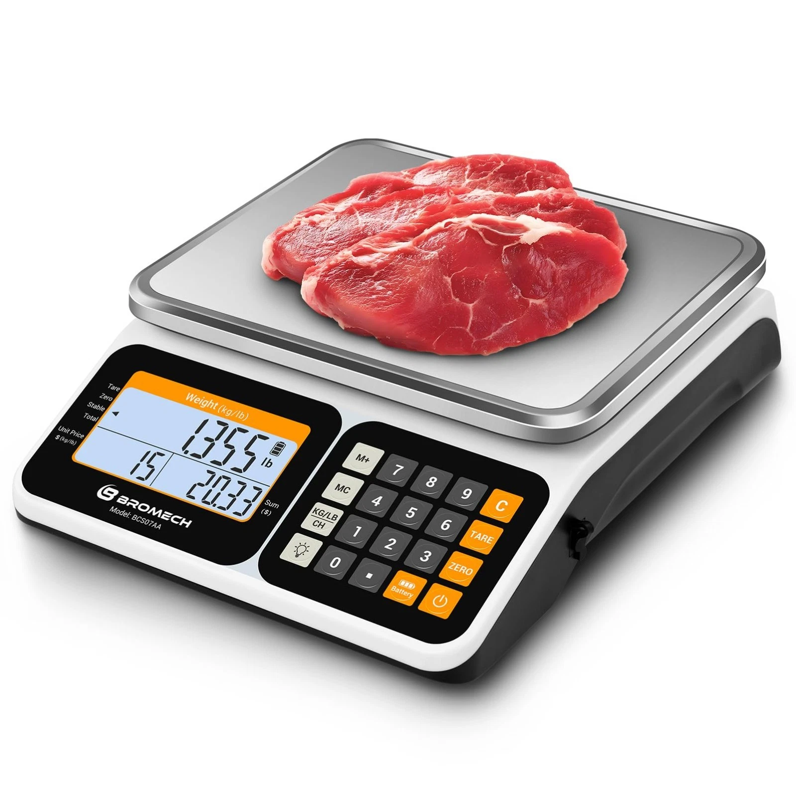 High Precision 66lb Digital Food Scale, Price Computing, Dual LCD, Rechargeable