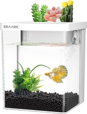 1.5 Gallon Betta Fish Tank Kit LED Light Filter Small Aquarium White