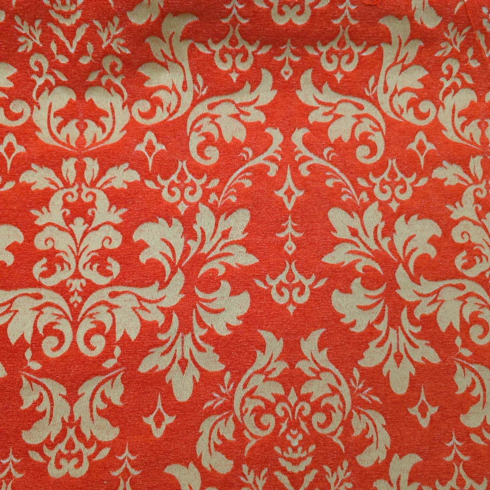 Tela de tapicería de chenilla reversible damasco dorado mandarina 54" por yarda Foto 3 de 4