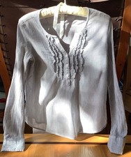 Top de algodón Aeropostale spr/sum usado, Wm XS lg slv, azul/blanco EXcond, envío gratuito