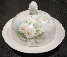 Schumann Arzberg Bavaria Germany Hand Painted Daisies Covered Butter Cheese Dish