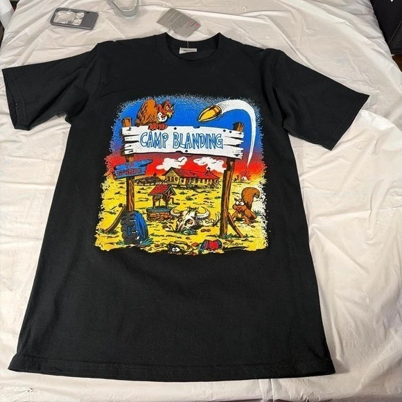 Lifesigns Mens Camp Blanding Graphic T-Shirt Black Medium Made in USA Vintage