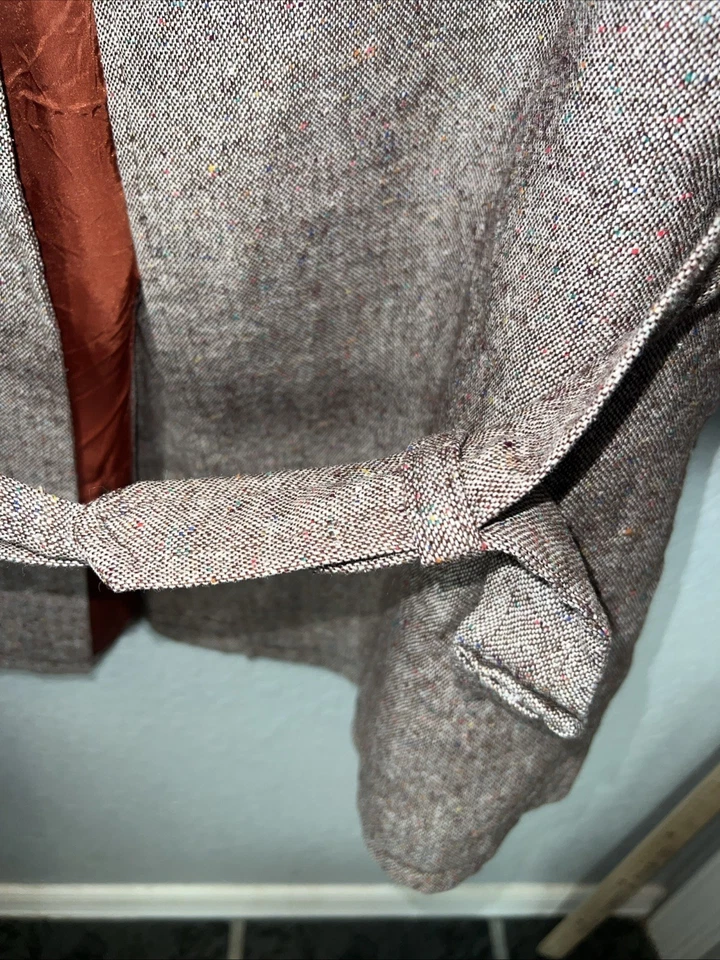 Abrigo de lana gris Dana vintage hecho en México forro botones anudados multicolor #Y Foto 4 de 4