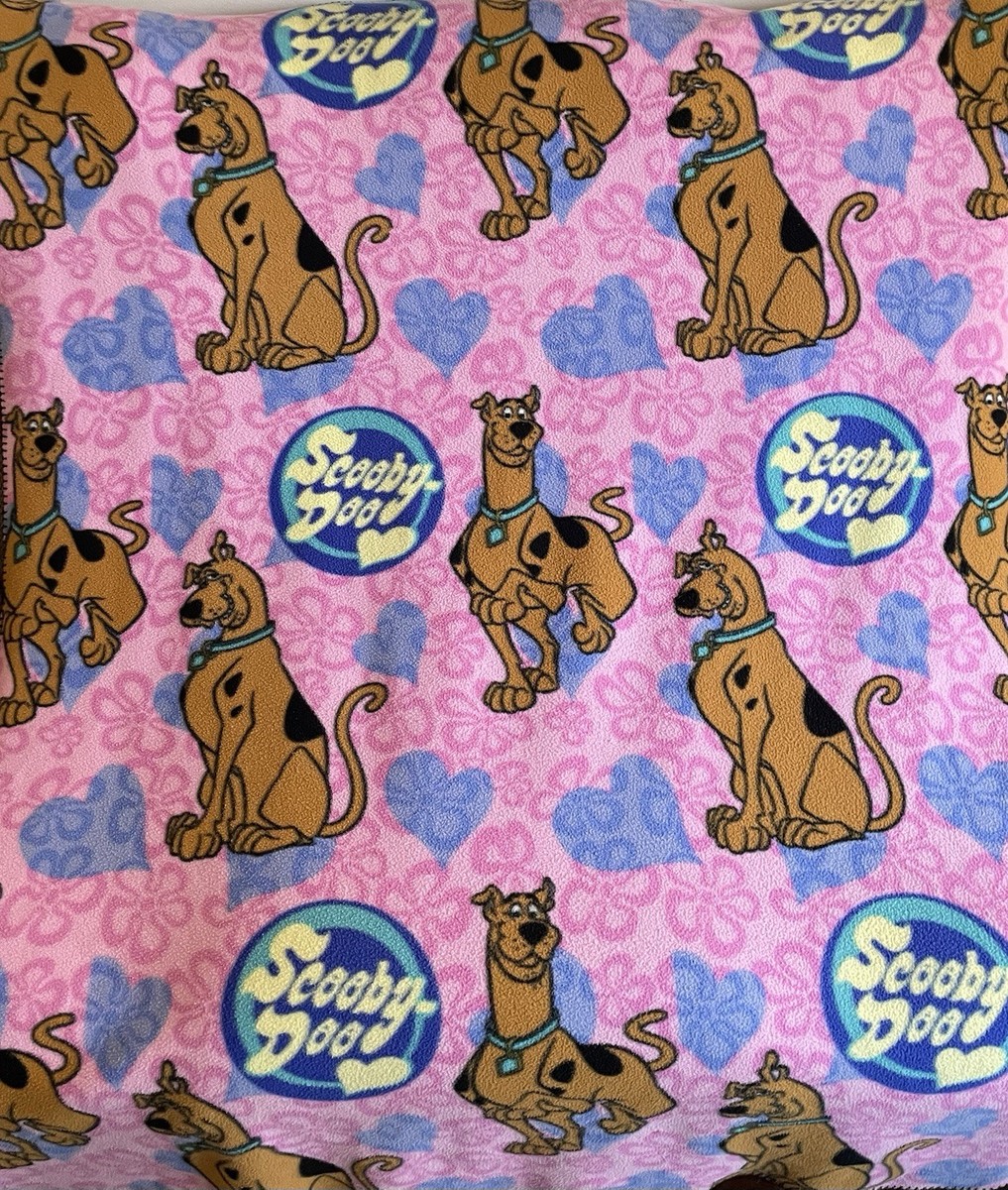 Vintage Scooby Doo Fleece Blanket Throw Groovy Pink Hearts Flowers
