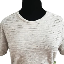 American Stitch Distressed  Laer Cut Short Sleeve Gray T Shirt Medium Casual Top