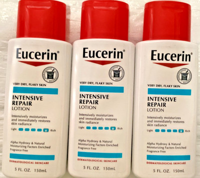 3 EUCERIN  48HR Hydration Fragrance Free Intensive Repair Lotion 5oz. Each