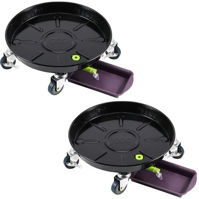 Hoigon 2 Pack 11.8 Inch Metal Plant Caddy Wheels Drain Tube And Water Tray