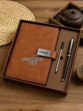 1 Piece/Set, Personalized A5 Leather Journal With Notebook And Pen Set, Customiz