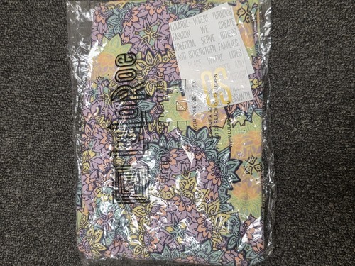 Lularoe OS Leggings-NWT- Floral Medallion Geometric Print- Yellow, Green, Purple - Picture 6 of 6