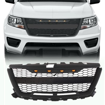 Black Front Grille for 2016-2020 Chevrolet Colorado Grill w/4 Lights and Letters